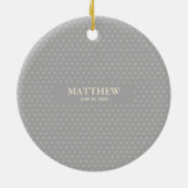 Personalisieren, Baby Dedication Cream & Gray Cros Keramik Ornament (Hinten)