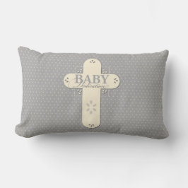 Personalisieren, Baby Dedication Cream & Gray Cros Lendenkissen