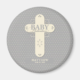 Personalisieren, Baby Dedication Cream & Gray Cros Magnet