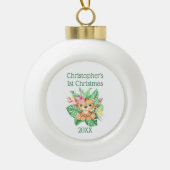 Personalisieren Babys First Christmas Baby Tiger Keramik Kugel-Ornament (Vorderseite)
