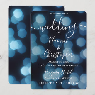 Personalisieren: Blaue Feier Bokeh Hochzeit Einladung