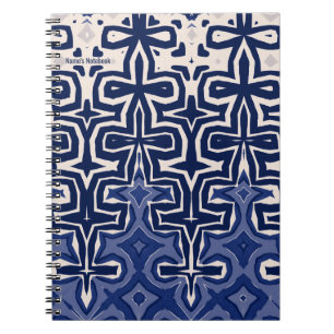 PERSONALISIEREN: Blaues Muster Notebook-Journal Notizblock