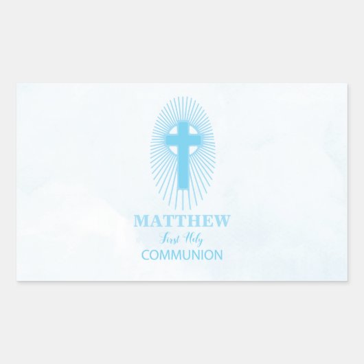 Personalisieren, Blue Boy First Heilige Kommune Cr Rechteckiger Aufkleber (Vorderseite)