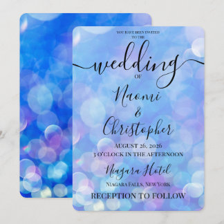 Personalisieren: Blue Dream Bokeh Hochzeit Einladung