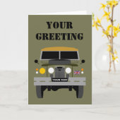 PERSONALISIEREN BRITISH ARMY VETERAN LAND ROVER KARTE (Gelbe Blume)