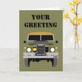 PERSONALISIEREN BRITISH ARMY VETERAN LAND ROVER KARTE (Gelbe Blume)