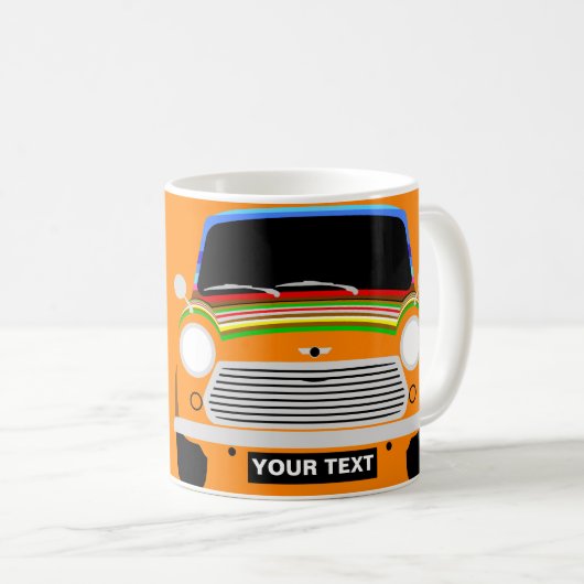 PERSONALISIEREN CLASSIC STRIPEY ORIGINAL MINI CAR KAFFEETASSE (VorderseiteRechts)