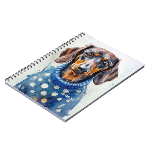 PERSONALISIEREN: Dackel Hund in Blue Sweater | Notizblock (Linke Seite)