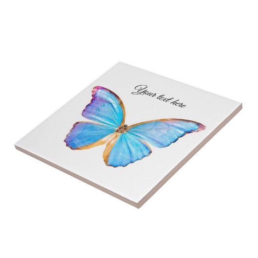 Personalisieren der BLUE BUTTERFLY Keramik Tile Fliese (Seite)