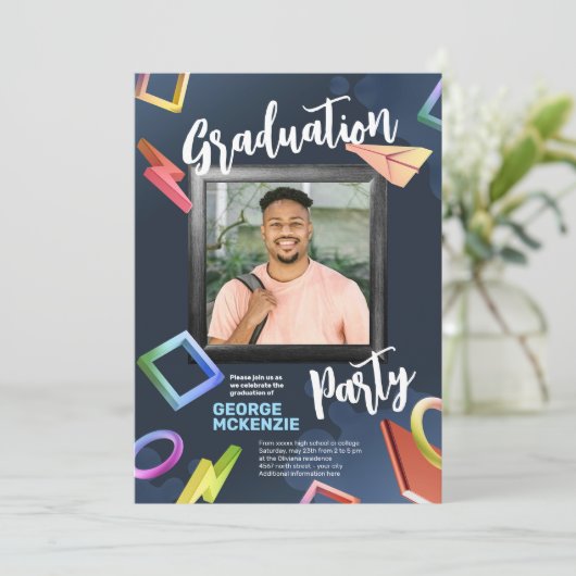 Personalisieren der dunklen extravaganten Graduier Einladung (Stehend Vorderseite)