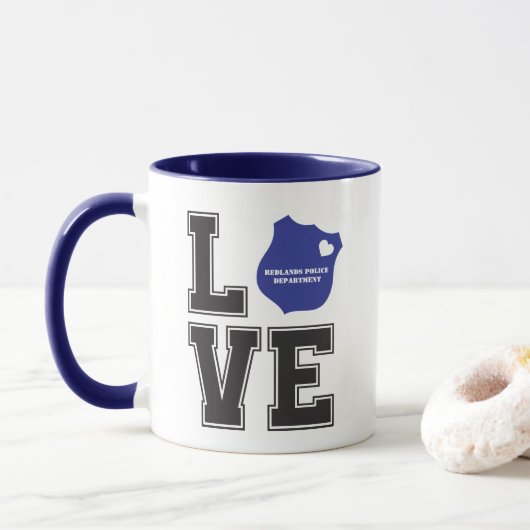 Personalisieren der Liebe Herzpolizeipolizei Tasse (Mit Donut)