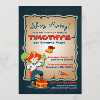 Personalisieren der Niedlichen Pirate Geburtstagse Einladung