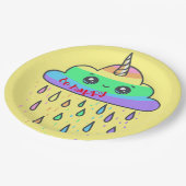 Personalisieren der Rainbow Cloud Unicorn Pappteller (Schrägansicht)