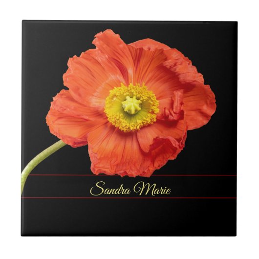 Personalisieren der Roten Mohnblume-Blume Fliese (Vorderseite)