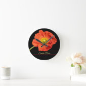Personalisieren der Roten Mohnblume-Blume Runde Wanduhr (Zuhause)