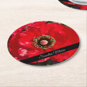 Personalisieren der Roten Mohnblume-Blume Runder Pappuntersetzer (Angewinkelt)