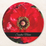 Personalisieren der Roten Mohnblume-Blume Runder Pappuntersetzer<br><div class="desc">Personalisieren Sie den Untersetzer Roter Mohn Blume</div>