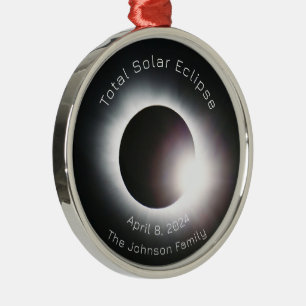 Personalisieren der totalen Sonnenfinsternis 2024 Ornament Aus Metall