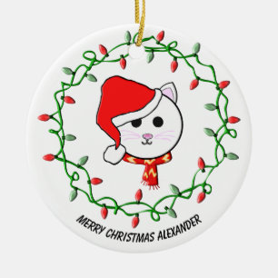 Personalisieren der Weihnachtskatze Keramik Ornament