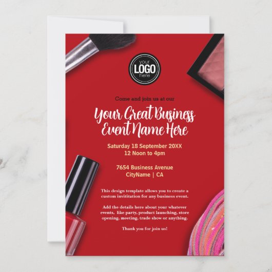 Personalisieren des Geschäfts | Moderne Makeup Com Einladung (Vorderseite)