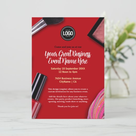 Personalisieren des Geschäfts | Moderne Makeup Com Einladung (Stehend Vorderseite)