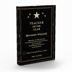 Personalisieren des Lehrers der Gold Stars-Logos Fotoblock