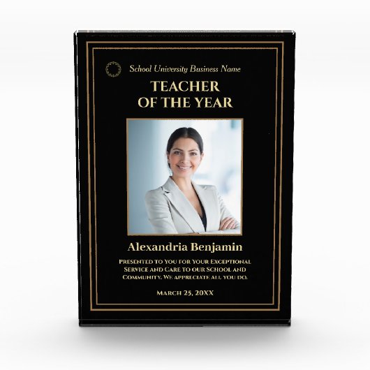 Personalisieren des Lehrers des Gold Award-Logos Fotoblock (Vorderseite)