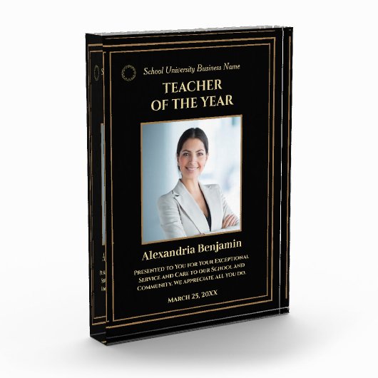 Personalisieren des Lehrers des Gold Award-Logos Fotoblock (Links)