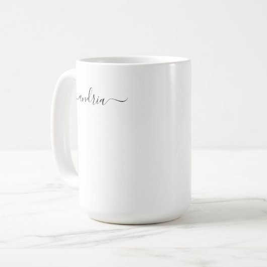 Personalisieren des Namens in schwarzem Script Kaffeetasse (Vorderseite Links)