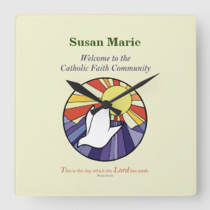 Personalisieren des Namens, RCIA-Dove-Circle auf G Quadratische Wanduhr