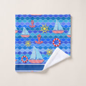 Personalisieren des Red Blue Anchor Boat Sail Badhandtuch Set (Waschlappen)