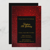 Personalisieren des Roten Glitzer Geburtstagseinla Einladung (Vorne/Hinten)