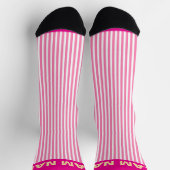 Personalisieren des TEAM-NAMENS Rosa Streifen Socken (Oben)
