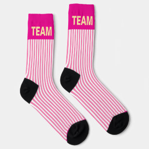 Personalisieren des TEAM-NAMENS Rosa Streifen Socken