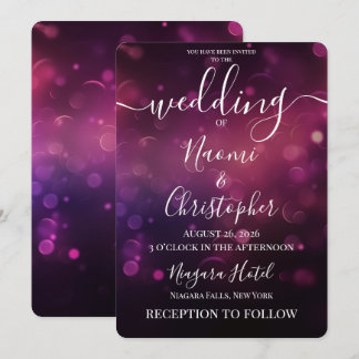 Personalisieren: Dunkle Rosa Schwarze Bokeh-Lichte Einladung