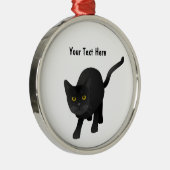 Personalisieren einer niedlichen schwarzen Katze Silbernes Ornament (Rechts)
