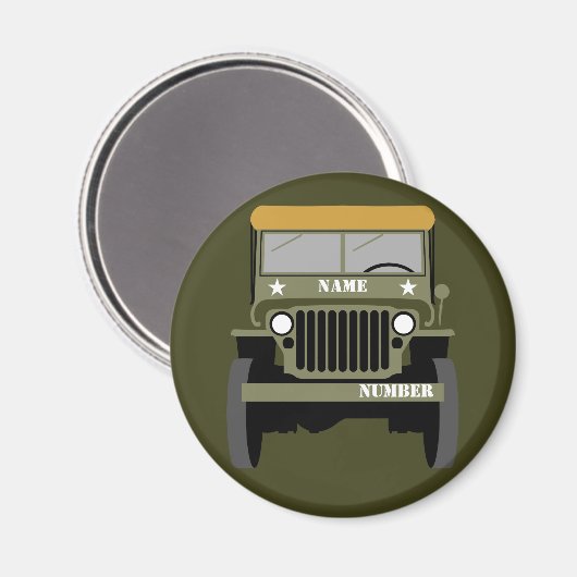 Personalisieren eines Vintagen Armeefahrzeugs für Magnet (Vorderseite/Rückseite)