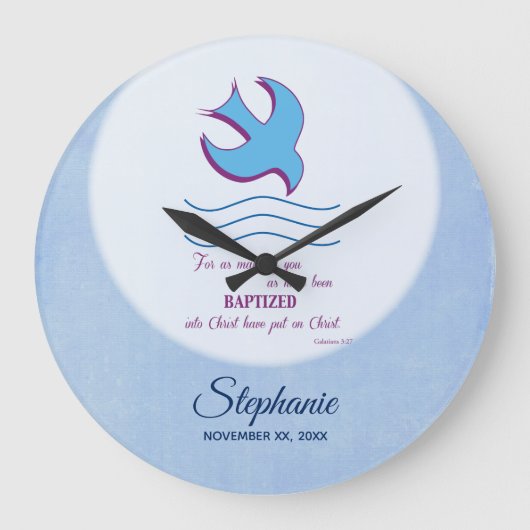 Personalisieren, Erwachsenentauchung Taube auf bla Große Wanduhr (Vorderseite)