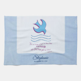 Personalisieren, Erwachsenentauchung Taube auf bla Handtuch