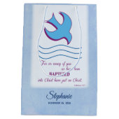 Personalisieren, Erwachsenentauchung Taube auf bla Mittlere Geschenktüte (Rückseite)