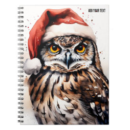PERSONALISIEREN: Eule mit Weihnachtshut | Notizbuc Notizblock
