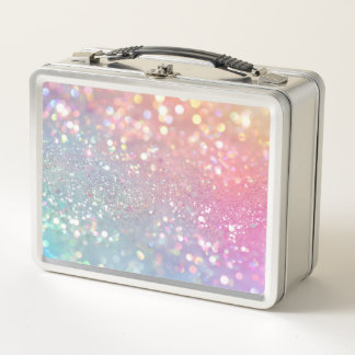 PERSONALISIEREN - Farbiger Pastell-Glitter Metall Brotdose