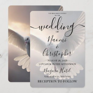 PERSONALISIEREN: Fliegende weiße Taube Hochzeit Einladung