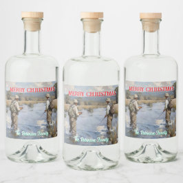 Personalisieren Fly Fishing Frohe Weihnachten Alkoholflaschenetikett