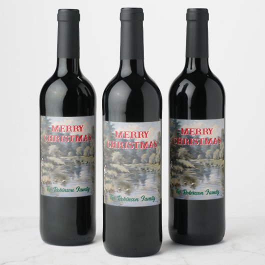 Personalisieren Fly Fishing Frohe Weihnachten Weinetikett (Flaschen)