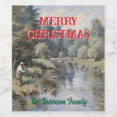 Personalisieren Fly Fishing Frohe Weihnachten Weinetikett (Einzelnes Label)