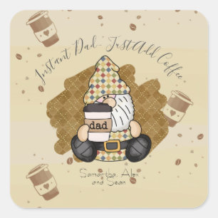 Personalisieren für Papa, der Kaffee liebt Vinta Quadratischer Aufkleber