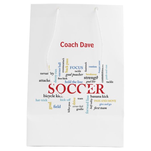 Personalisieren, Fußball-Coach danke Ihnen in Wort Mittlere Geschenktüte (Rückseite)
