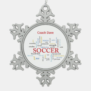 Personalisieren, Fußball-Coach danke Ihnen in Wort Schneeflocken Zinn-Ornament