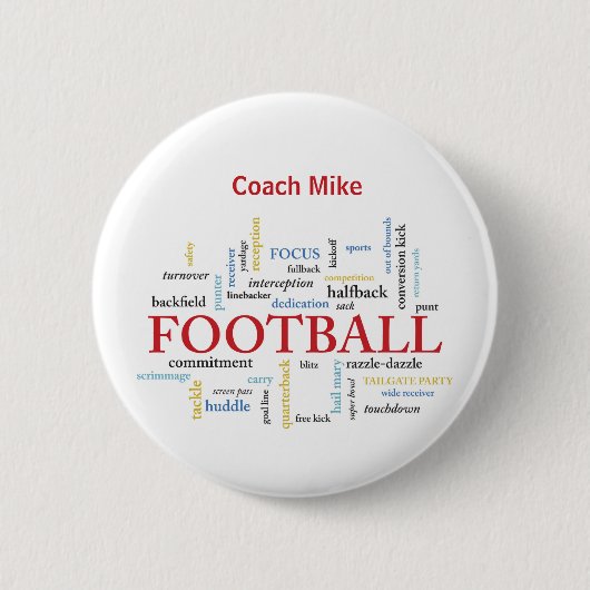 Personalisieren, Fußball Coach Vielen Dank in Wort Button (Vorderseite)